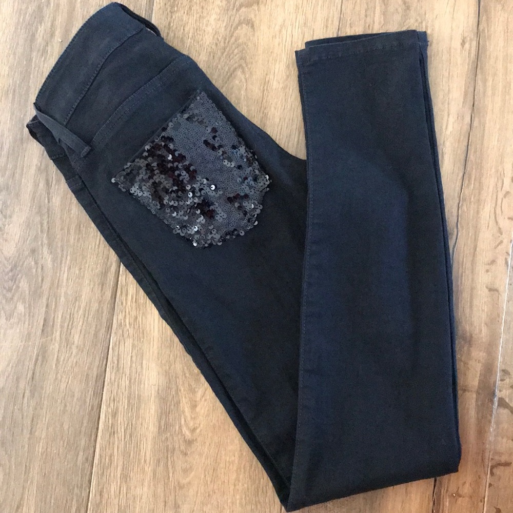 Guess black sequin pocket Power skinny jeans 24